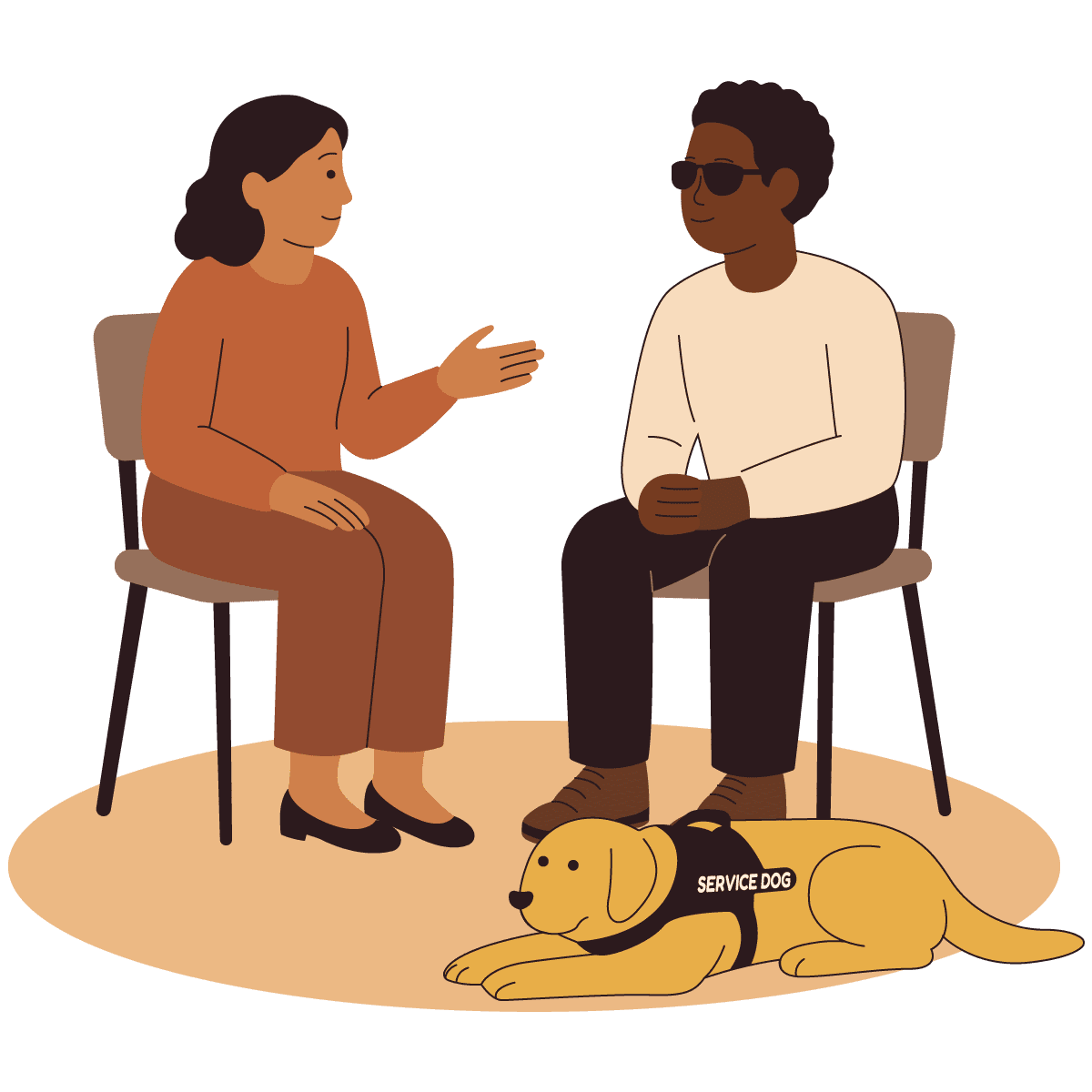 Illustration of two people face to face in conversation